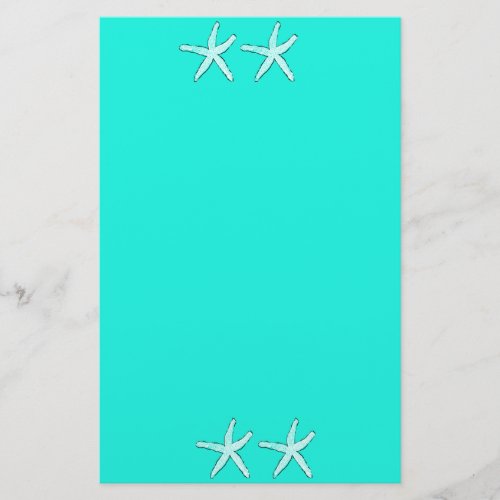 Teal Blue Background Starfish Seastars Beach 2020 Stationery