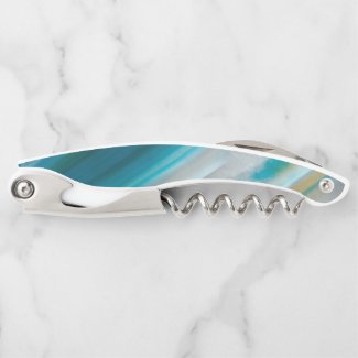 Teal Blue Banded Agate Pattern Waiter's Corkscrew