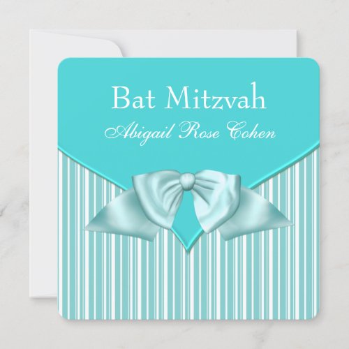 Teal Blue Bat Mitzvah Invitations