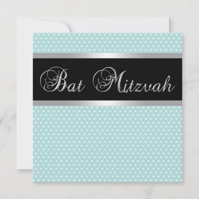 Teal Blue Bat Mitzvah Invitations (Front)