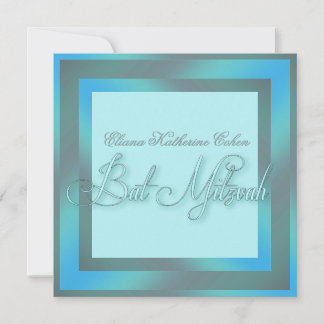 Teal Blue Bat Mitzvah Invitations