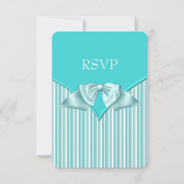 Teal Blue Bat Mitzvah RSVP Card (Front)