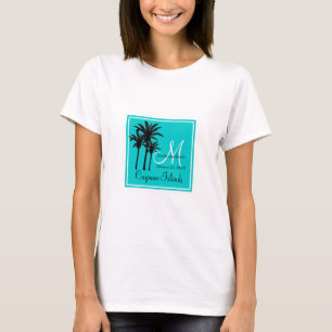 Teal Blue Beach Wedding Palm Trees T-Shirt