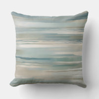 Teal Blue Beige Aqua Ivory Coastal Stripe