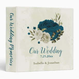 teal blue beige floral wedding photo album 3 ring binder