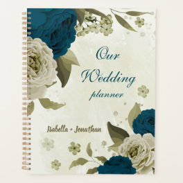 teal blue beige floral wedding planner