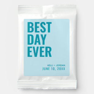 Teal Blue Best Day Ever Wedding Favor Drink Mix