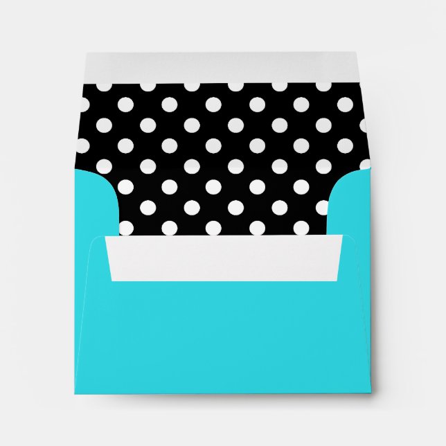 Teal Blue Black and White Polka Dot Envelope (Back (Bottom))