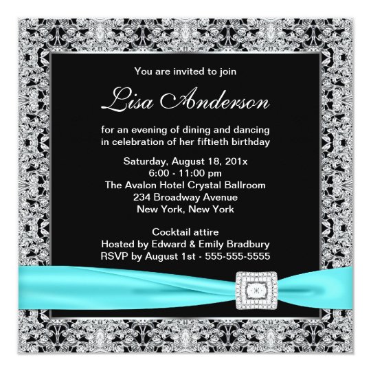 Teal Birthday Invitations 5