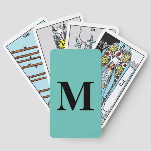 Teal Blue Black Monograms Name Wedding Gift Favor Playing Cards