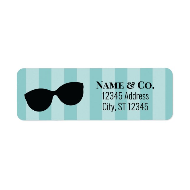 Teal Blue & Black Return Address Label (Front)