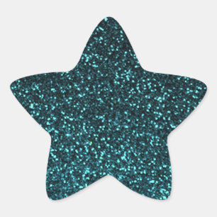 Teal blue black sparkly glitter star sticker