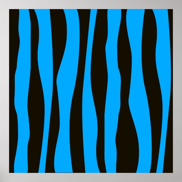 Teal Blue Black Tiger Zebra Stripes Wild Animal Print