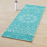 Beautiful Mandala Personalized Teal Blue Boho Yoga Mat