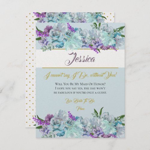 Teal Blue Bouquet Wedding Suite Be My Bridesmaid Invitation