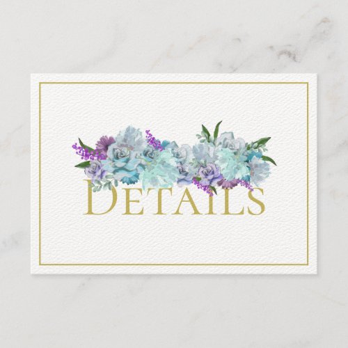 Teal Blue Bouquet Wedding Suite Reception Details Enclosure Card