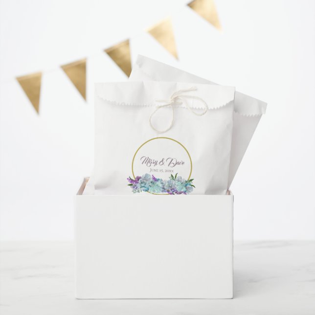 Teal Blue Bouquet Wedding Suite Reception Party Favor Bag (Party)