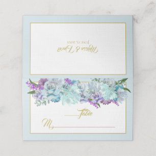 Teal Blue Bouquet Wedding Suite Thank You Escort Place Card
