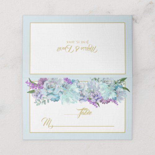 Teal Blue Bouquet Wedding Suite Thank You Escort Place Card