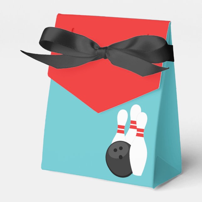 Teal Blue Bowling Favor Boxes (Front Side)