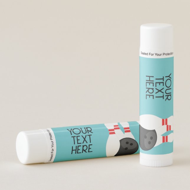 Teal Blue Bowling Lip Balm Party Favors (Front)