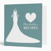 Teal blue bridal shower cookbook recipe binder (Front/Inside)