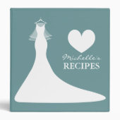 Teal blue bridal shower cookbook recipe binder (Front)