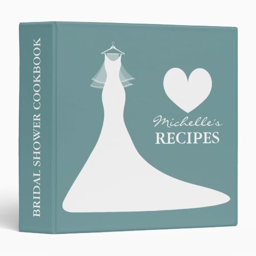 Teal blue bridal shower cookbook recipe binder