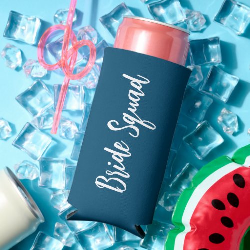 Teal Blue Bride Squad Bachelorette Party Seltzer Can Cooler