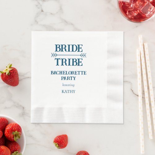 Teal Blue Bride Tribe Bachelorette Party Napkins