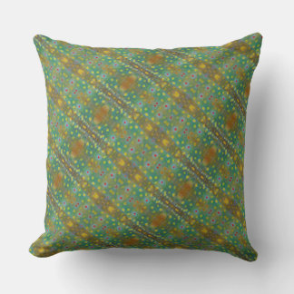 Teal blue & brown: Brook trout pattern print Throw Pillow