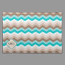 Teal Blue Brown Chevron Modern Monogram Placemat