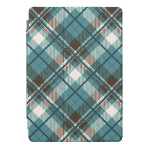 Teal Blue Brown Plaid iPad Case