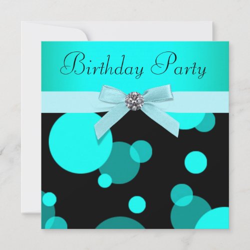Teal Blue Bubbles Any Number Birthday Party Custom Announcements