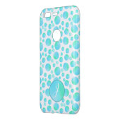 Teal Blue Bubbles Summer Modern Custom Monogram  Uncommon Google Pixel Case (Back/Left)