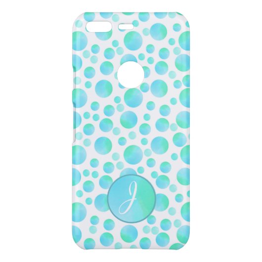 Teal Blue Bubbles Summer Modern Custom Monogram  Uncommon Google Pixel Case (Back)