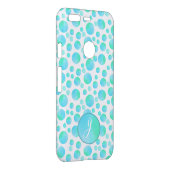 Teal Blue Bubbles Summer Modern Custom Monogram  Uncommon Google Pixel Case (Back/Right)
