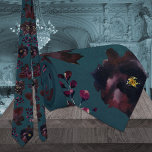 Teal Blue Burgundy Bordeaux Jewel Tone Wedding Neck Tie<br><div class="desc">An elegant jewel tone,  dark teal blue and deep raspberr, y burgundy,  bordeaux red wedding neck tie featuring watercolor-painted dark red florals and greenery against a deep teal blue watercolor background.</div>