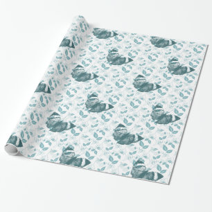 Teal Blue Butterflies Wrapping Paper