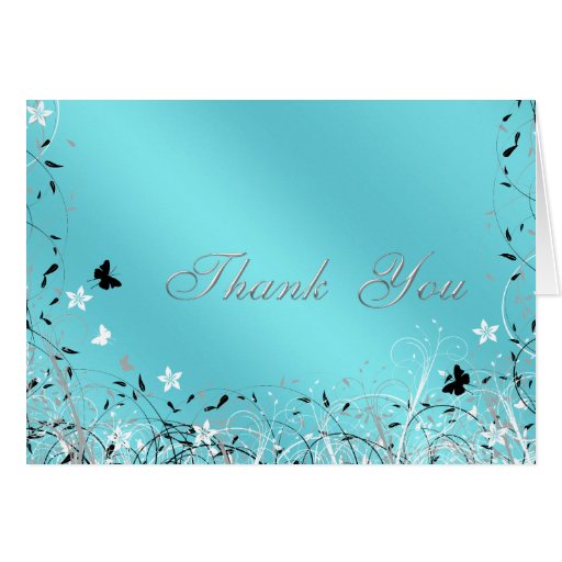 Teal Blue Butterfly Thank You Cards | Zazzle