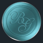 Teal Blue Calligraphy Monogram Wax Seal Stickers<br><div class="desc">This vintage style double monogram 2 Letter calligraphy script Faux Wax Seal Sticker set in the Teal Blue Green colorway will make the perfect finishing touch to your wedding invitations, birthday party, baby shower, anniversary, or other special occasion stationery. Seal your envelopes easily and beautifully with the look of real...</div>