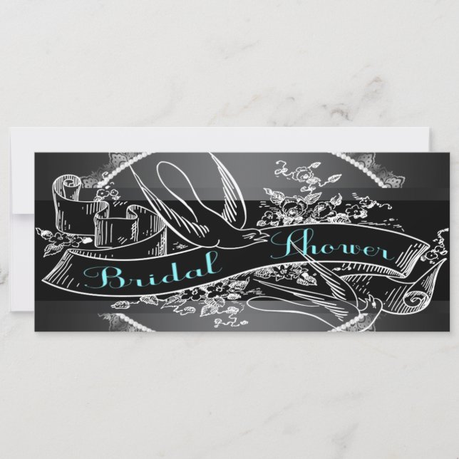 Teal Blue Chalkboard Bridal Shower Invitation (Front)