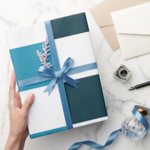 Teal Blue Checkerboard Wrapping Paper