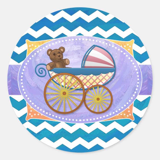 Teal Blue Chevron Baby Shower Envelop Seal (Front)