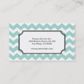 Teal blue chevron zigzag pattern stylish personal business card (Back)