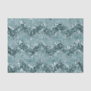 Teal Blue Chevron Zigzag Stripes Tissue Paper