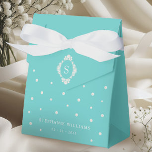 Teal Blue Chic Bridal Shower Favor Boxes