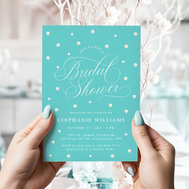Teal Blue Chic Bridal Shower Invitation (Creator Uploaded)
