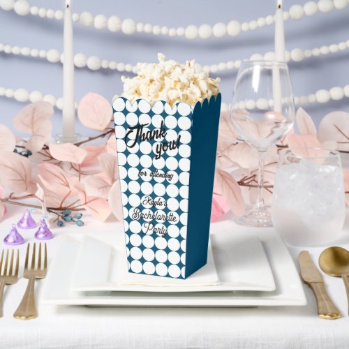 Teal Blue Circle Pattern Bachelorette Party Favor Boxes