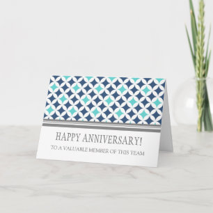 Teal Blue Circles Employee Anniversary Card